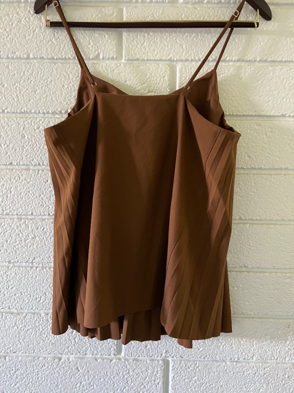 Tibi Edith Pleating Accordion Pleated Camisole Top Brown Size 10 - Picture 4 of 4